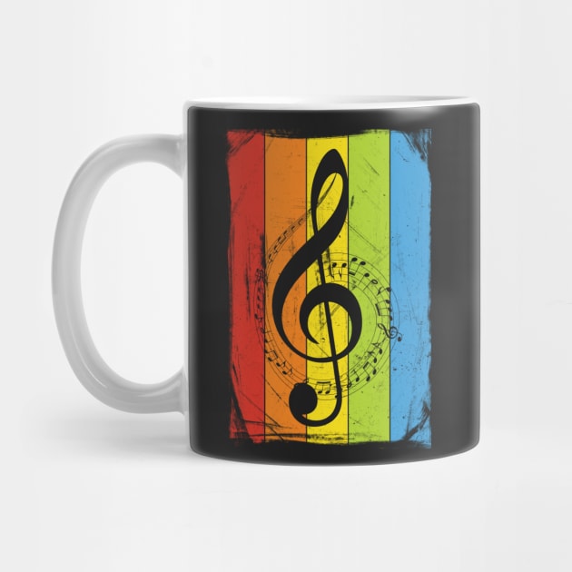 Rainbow Musical Treble Clef Distressed by fizzyllama